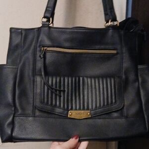 Rosetti Black and Gold Shoulder Bag with Structured Design
